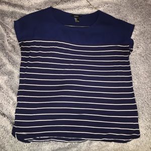 Blue and white striped blouse